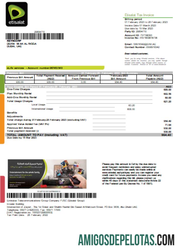 Projeto de lei de serviços públicos Etisalat, SCR baixar para verificação